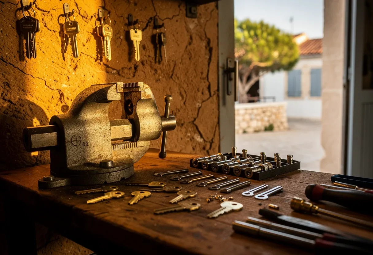 L'établi de l'atelier du serrurier de Argelès-sur-Mer